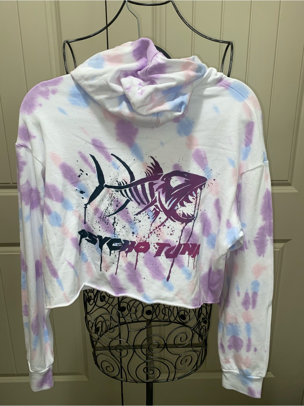 New Psycho Tuna Tie-Dye Cropped Hoodie - Purple & Pink size small - Picture 3 of 3